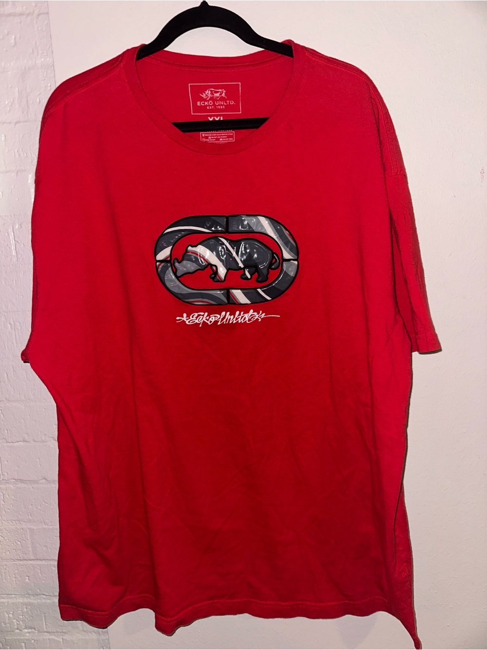 Ecko Unlimited Red Short-Sleeve Graphic Tee with Rhino Logo